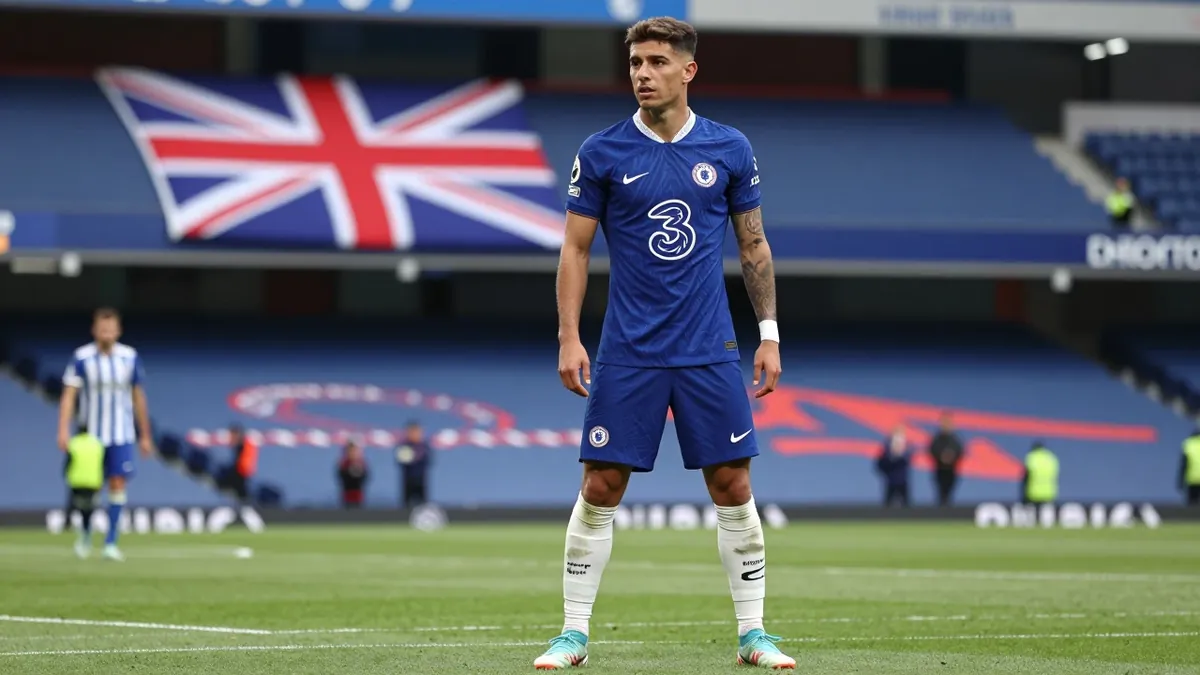 Chelsea FC Fan Displays Falklands Flag During Enzo Fernandez's Match Debut